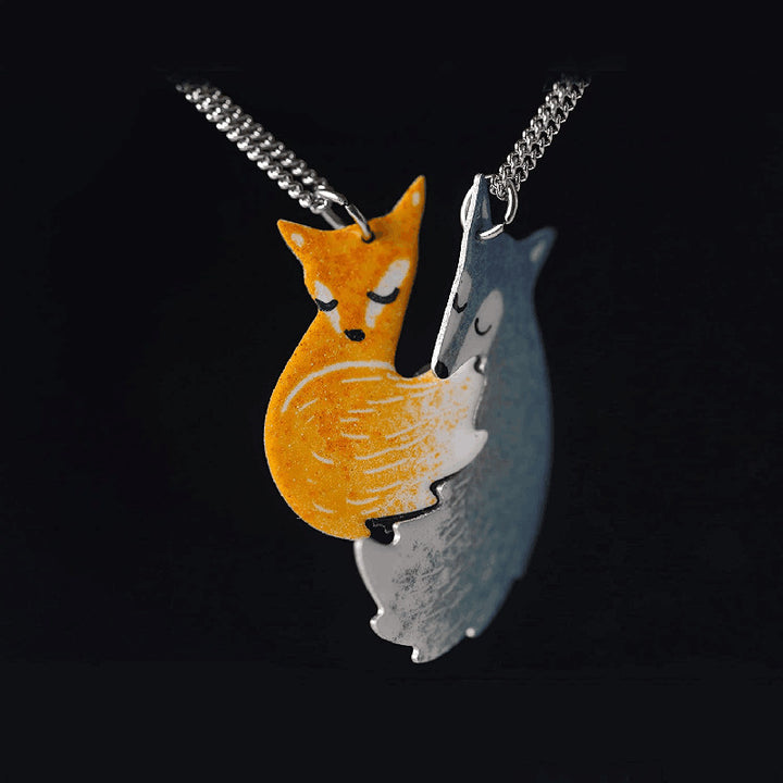 Interlocking Fox Pendant Necklace Kalsten
