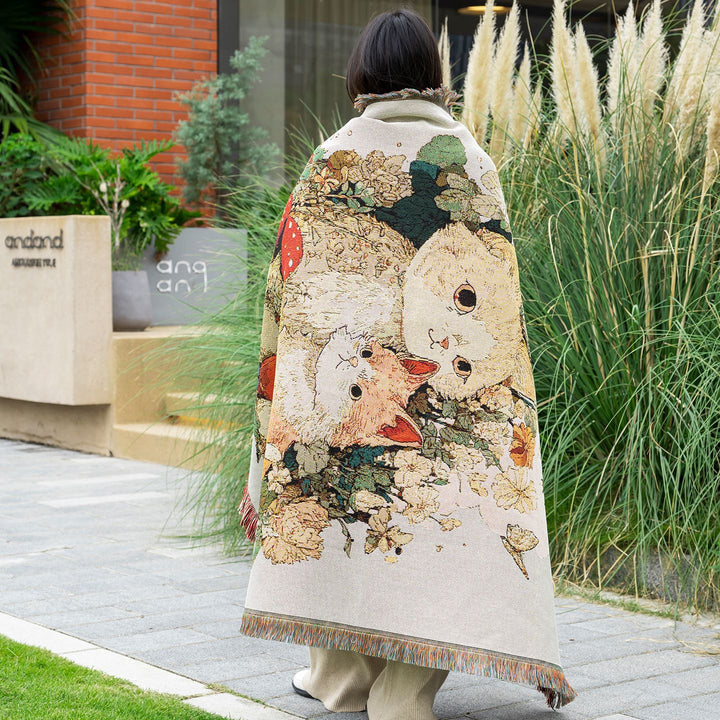 Artistic Cat-Themed Cozy Throw Blanket