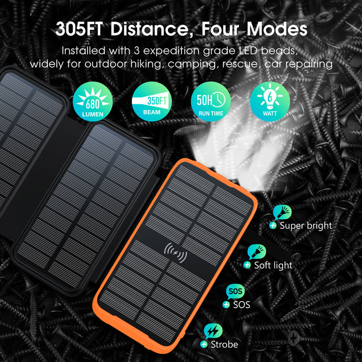 Portable Solar Powerbank with Wireless Charging and LED Lamp Kalsten
