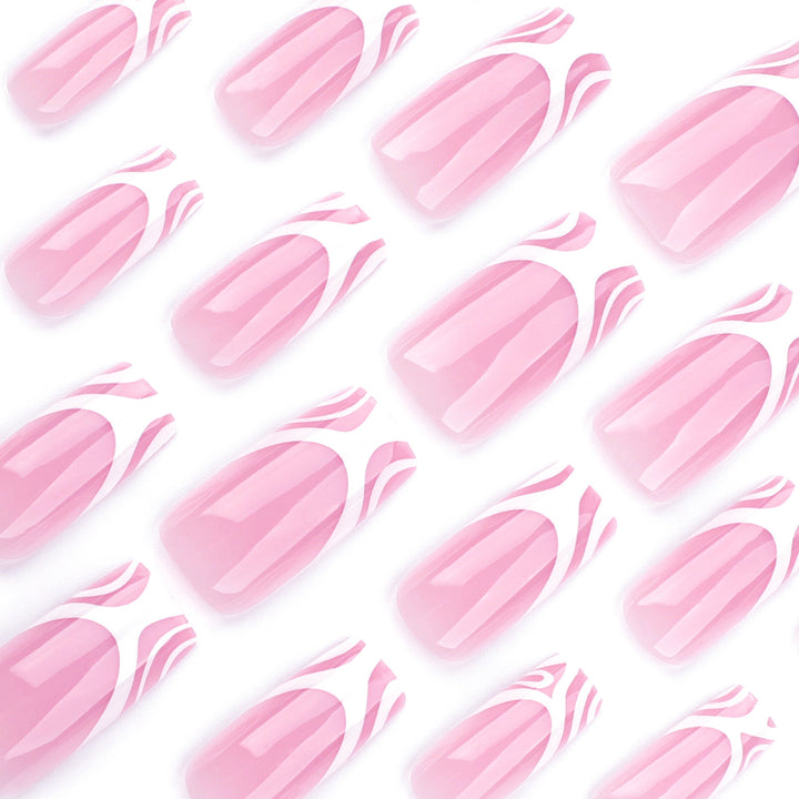 Artful nail extensions with translucent design and elegant lines Kalsten