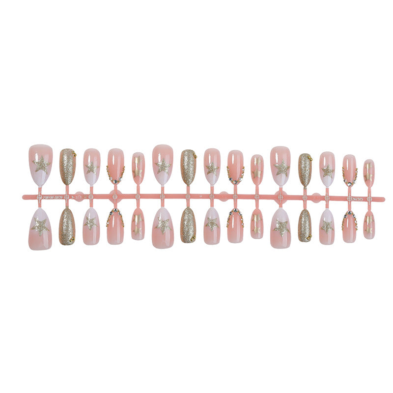Glamorous Press-On Nail Art Set with Rhinestone Accents Kalsten
