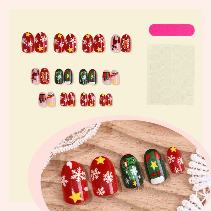 Christmas-Themed Press-On Nail Art Set with Festive Holiday Designs kalsten