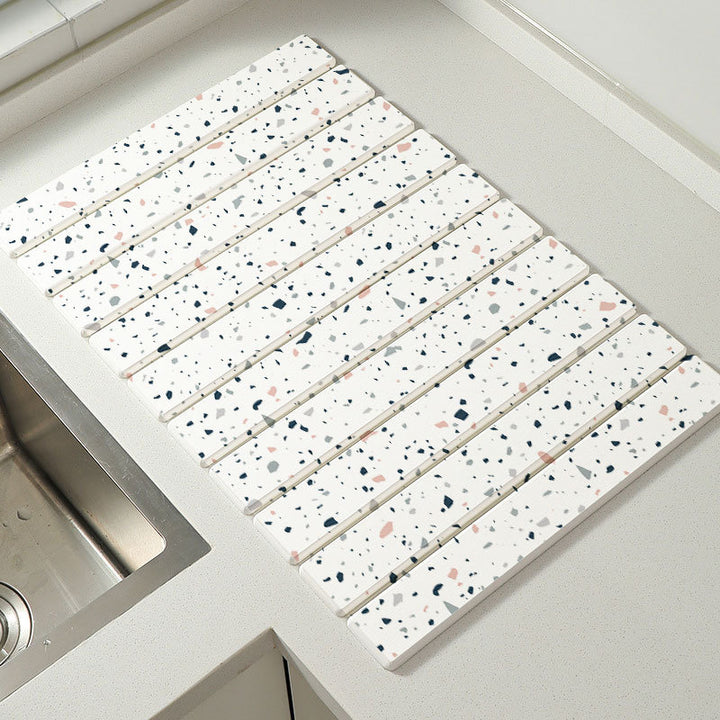 Decorative Marble Striped Kitchen Drying Mat