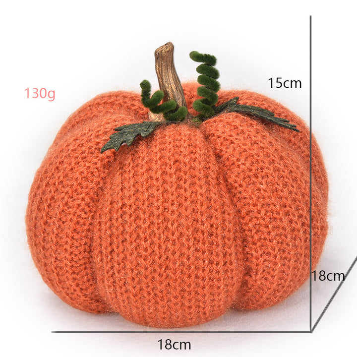 Handcrafted knitted decorative pumpkin as autumn table decoration