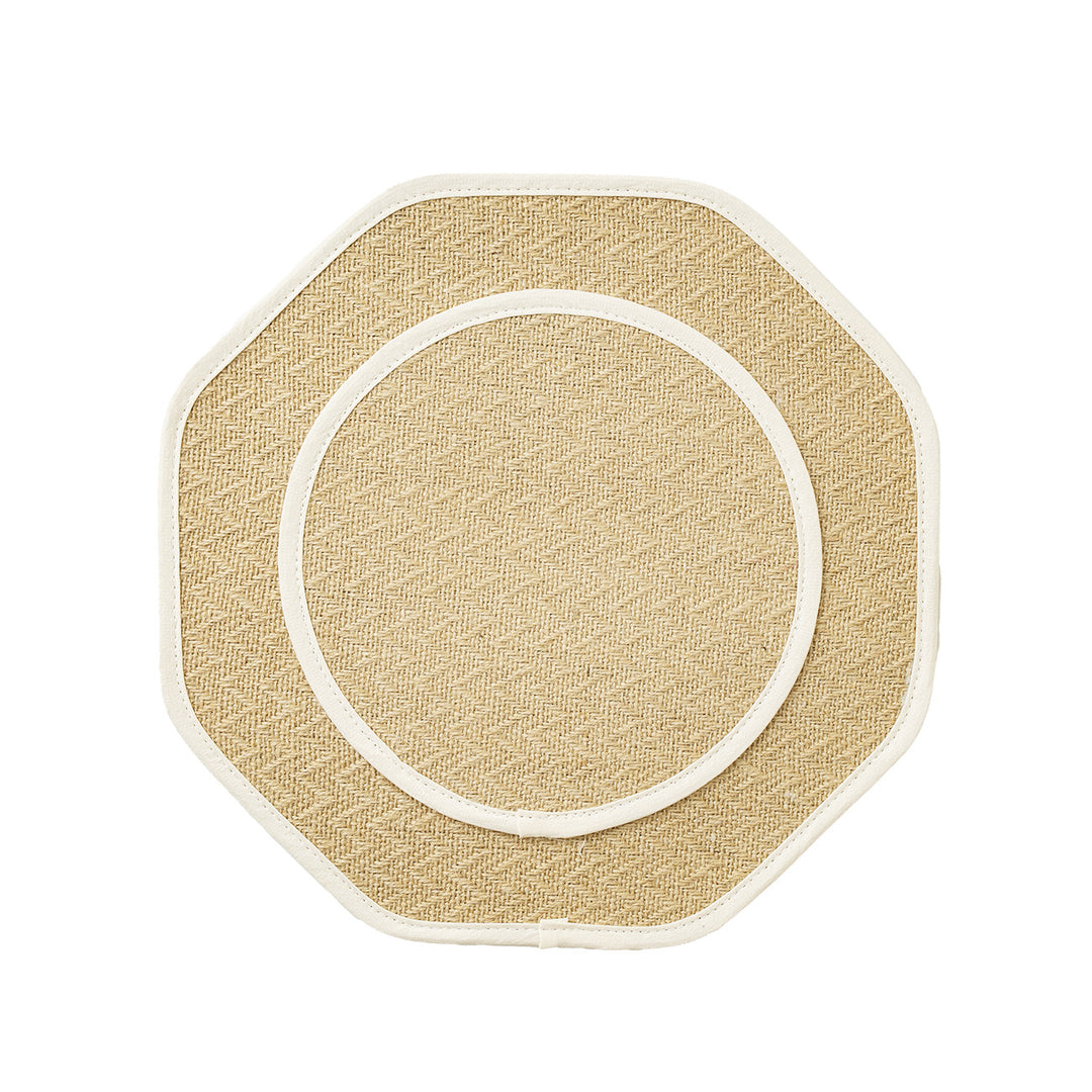 Straw sun hat with wide octagonal brim and cotton inner band Kalsten