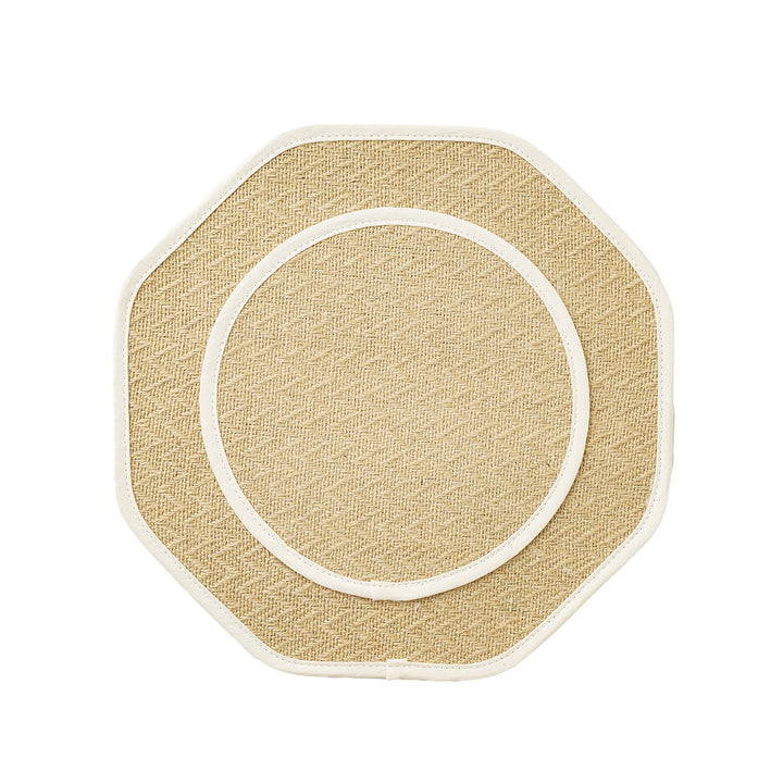 Straw sun hat with wide octagonal brim and cotton inner band Kalsten