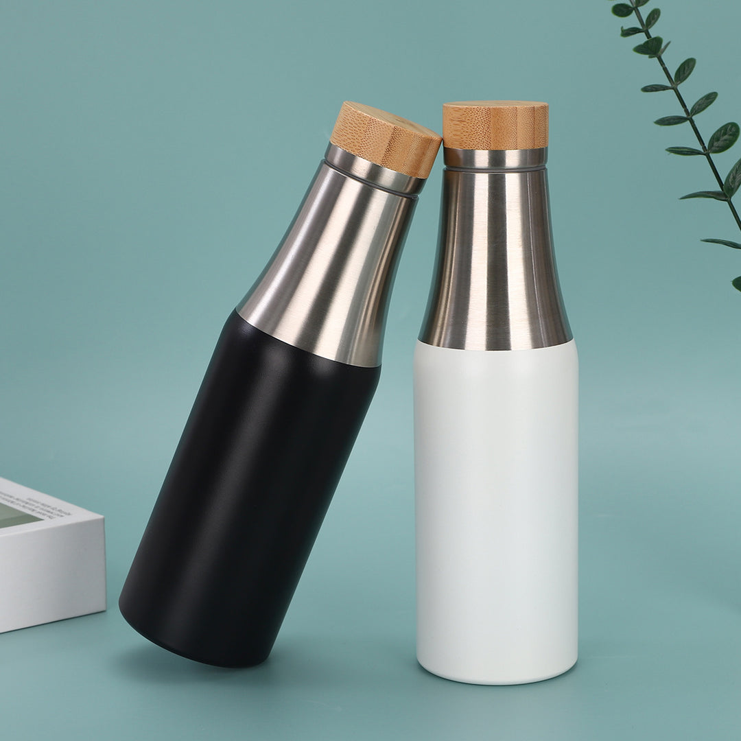 Women's stainless steel insulated drinking bottle with bamboo lid Kalsten