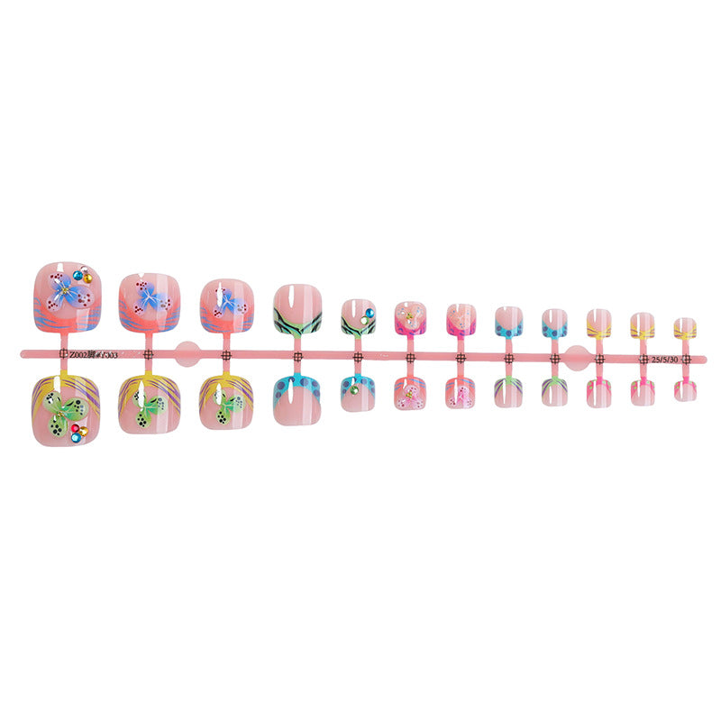Decorative Press-On Nail Set with Elegant Butterfly Designs kalsten