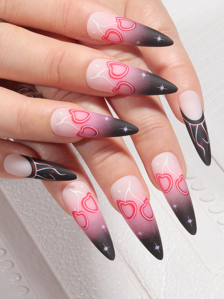 Stiletto Nail Art Extensions with Heart Design Kalsten