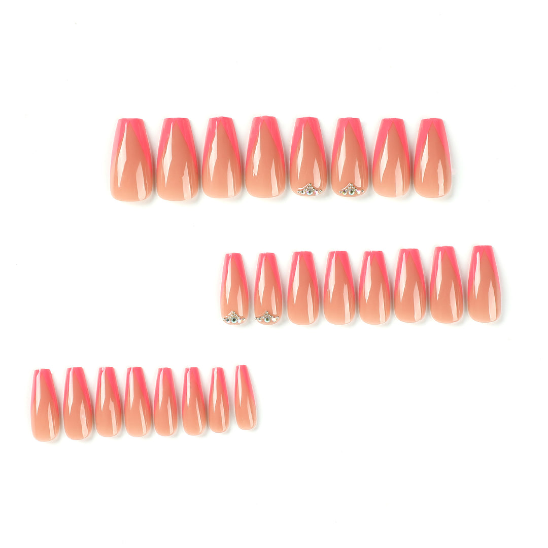 Artful Nail Extensions with Neon Tips and Rhinestone Decoration Kalsten