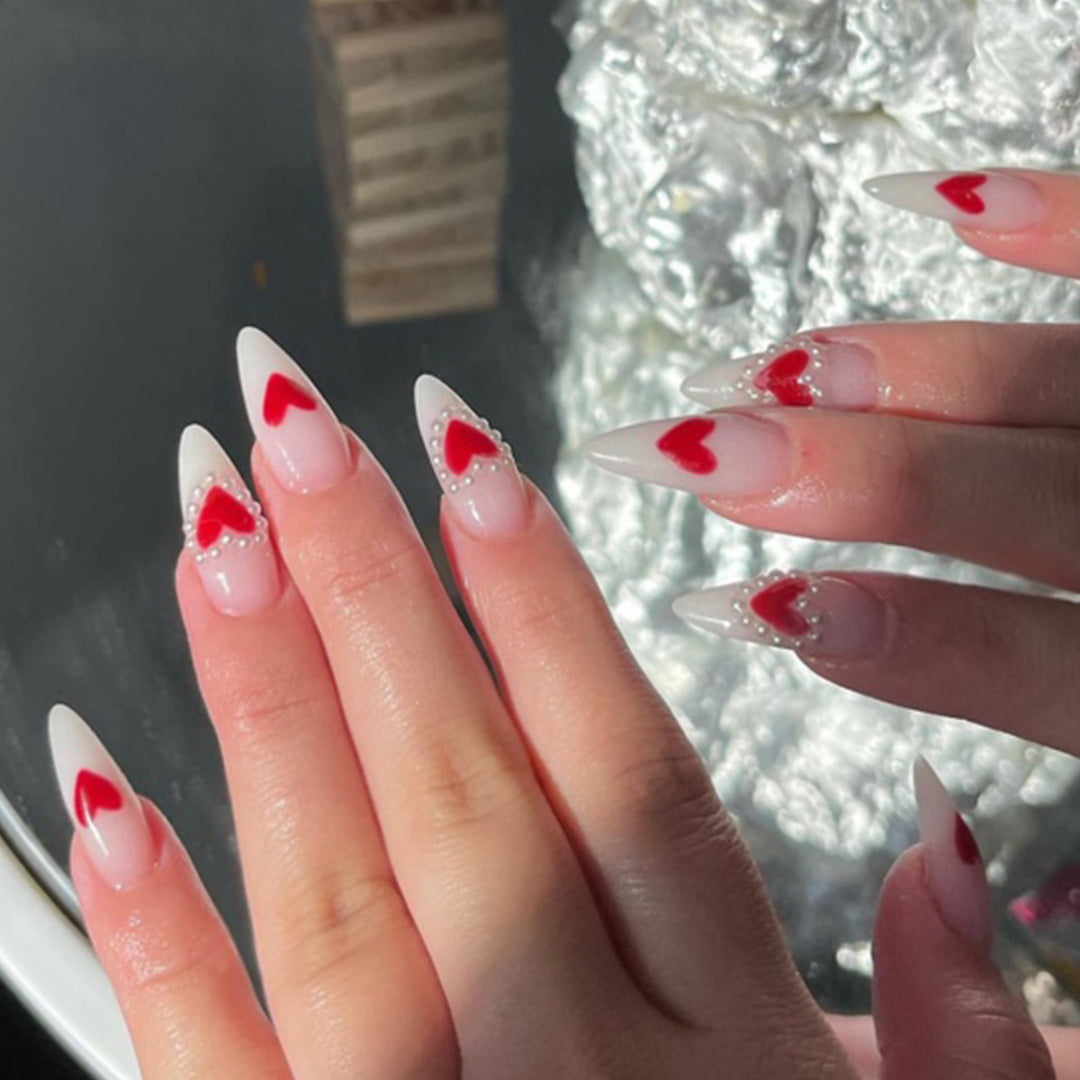 Heart-Accent Stiletto Nail Art Extensions Kalsten