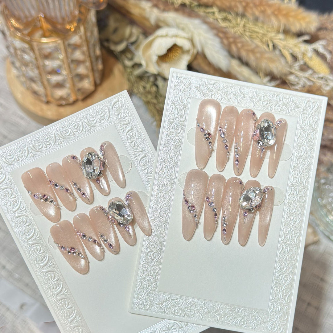 Glamorous Rhinestone-Embellished Stiletto Press-On Nails Kalsten