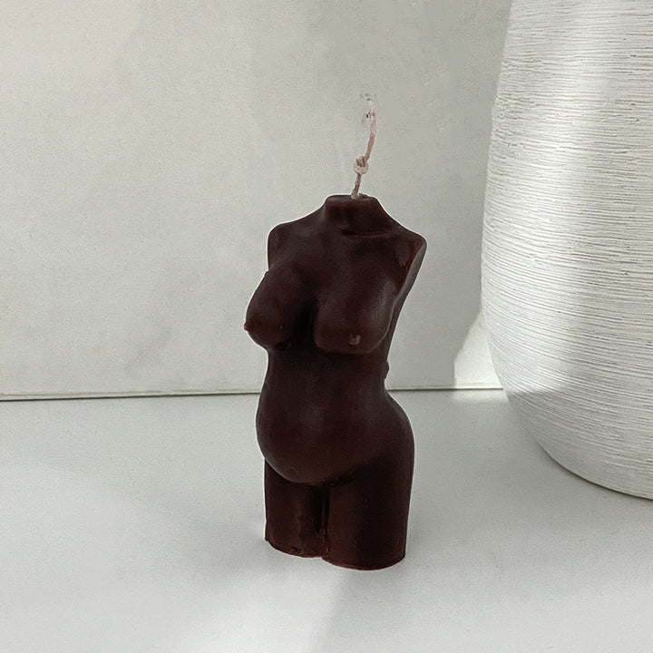 Hand-Poured Sculptural Pregnant Female Torso Decorative Wax Candle