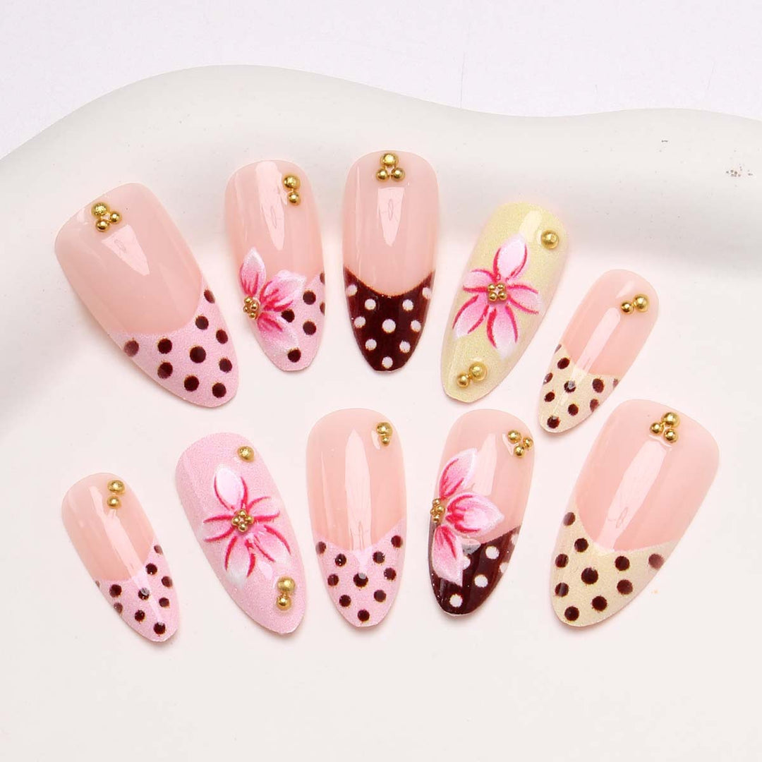Artistic Floral Press-On Nail Tips Kalsten