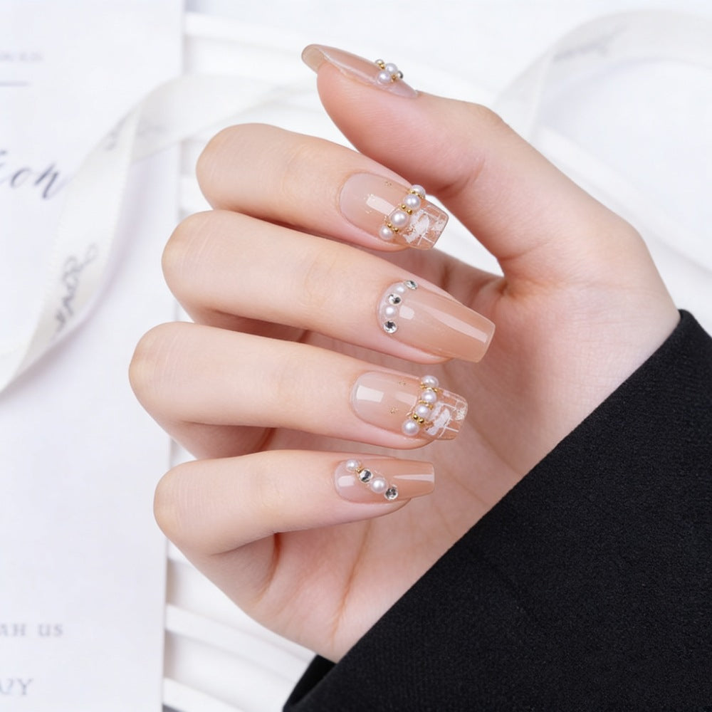 Artificial nails with elegant pearl and glitter decorations Kalsten