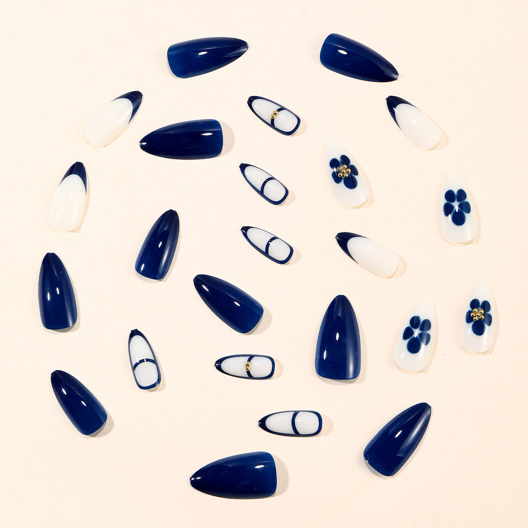 Decorative Floral Accent Stiletto Nail Art Extensions Kalsten
