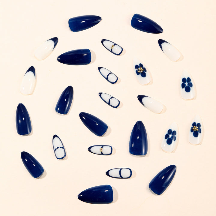 Decorative Floral Accent Stiletto Nail Art Extensions Kalsten