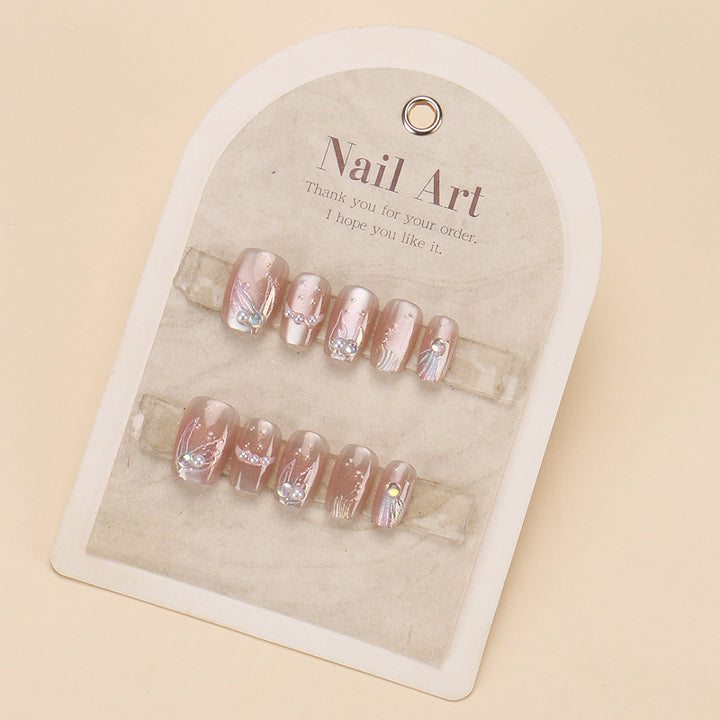 Glamorous Press-On Nail Art Set with Stylish Gemstone Accents Kalsten