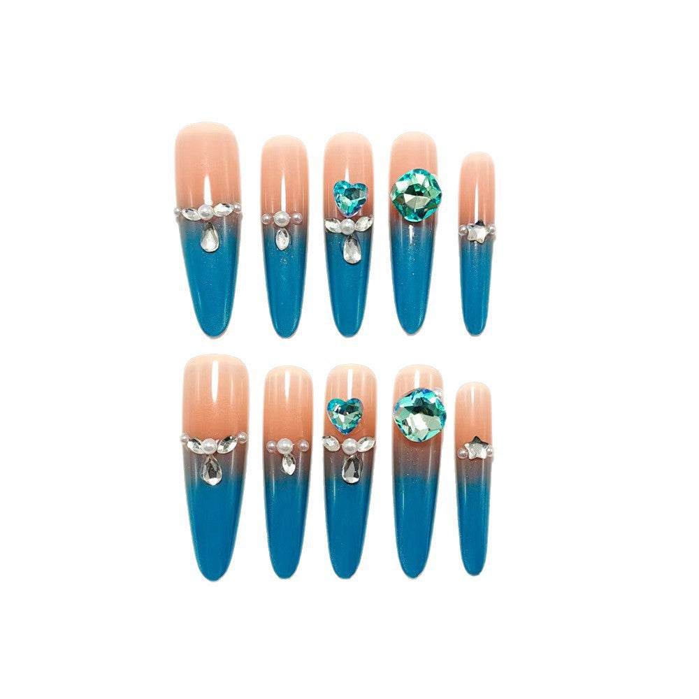Glamorous artificial nails with rhinestone applications Kalsten