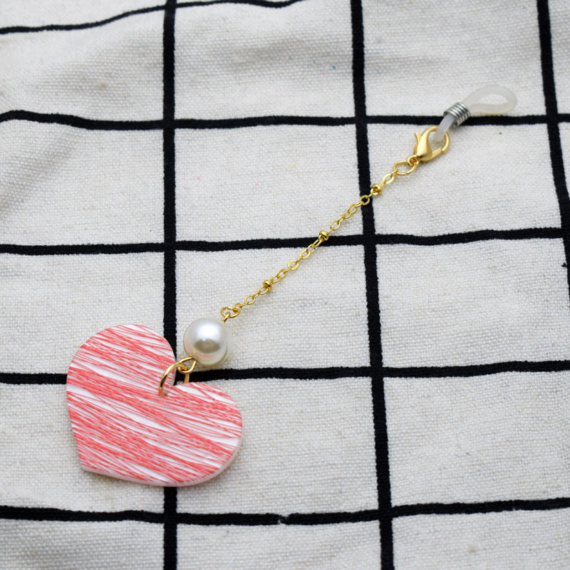 Heart-Shaped Eyewear Chain with Pearl Accents Kalsten