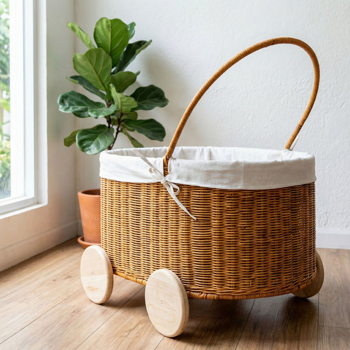 Rolling Woven Storage Cart Kalsten