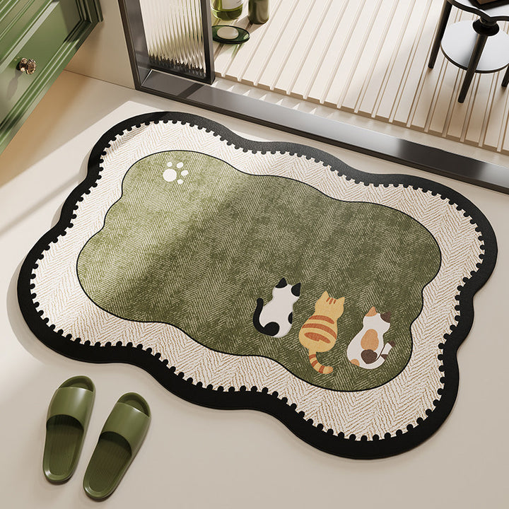 Cat-Themed Plush Bathroom Mat
