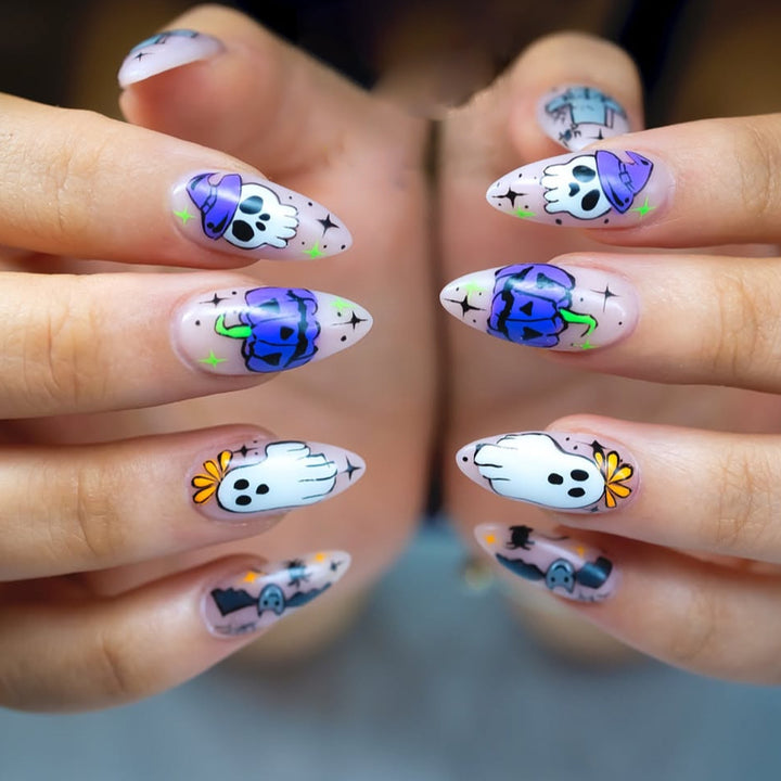 Spooky Themed Stiletto Nail Art Extensions Kalsten