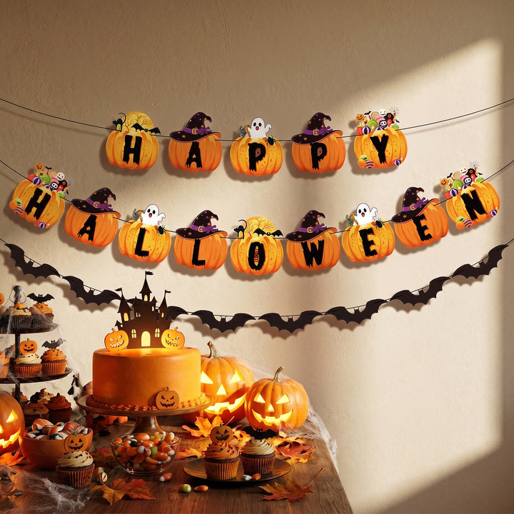 Halloween garland with bat motif
