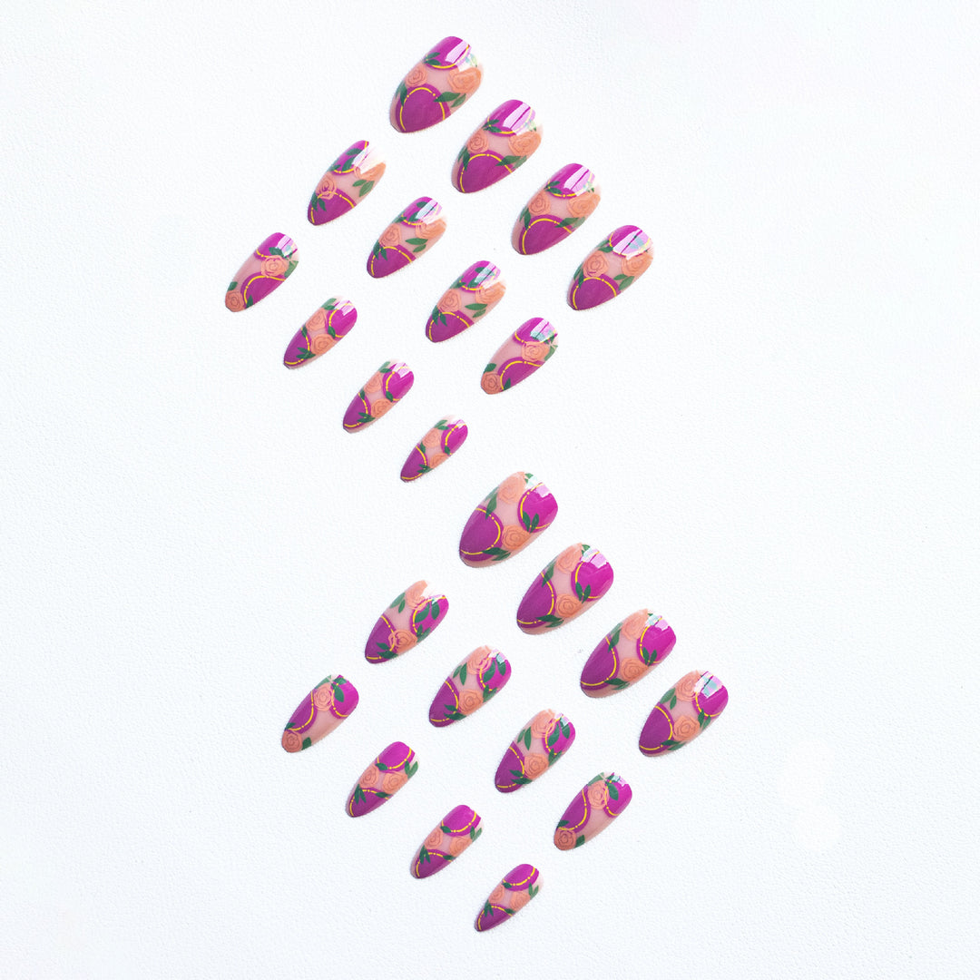 Floral Rose Acrylic Nail Art