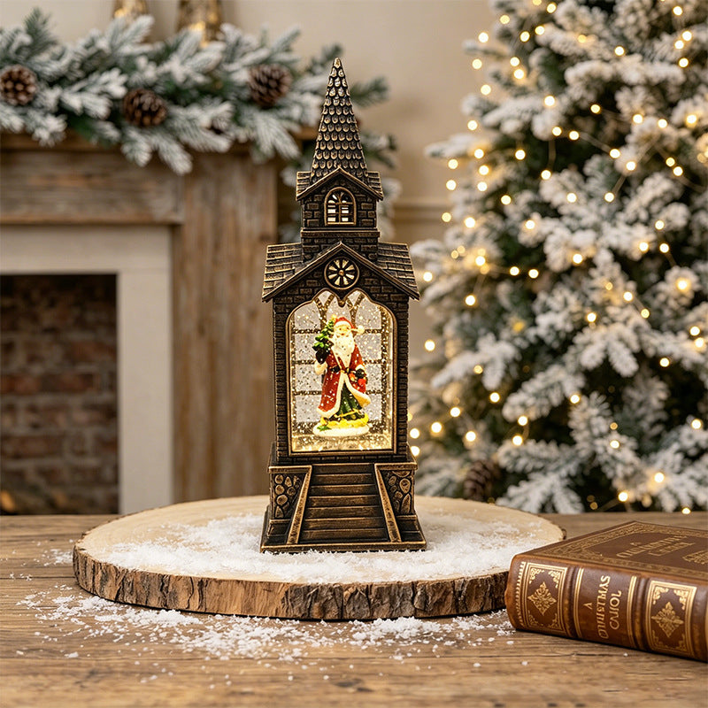 Nostalgic Christmas lantern with illuminated snowman scene Kalsten