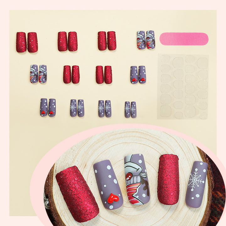 Festive Holiday-Themed Press-On Nail Set Kalsten