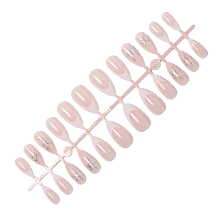 Artificial nail set with delicate pearlescent and glitter accents Kalsten