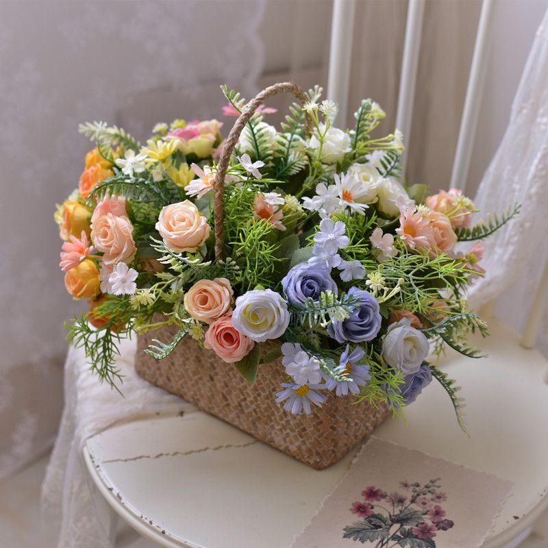 Lifelike Artificial Floral Bouquet with Fern Accents