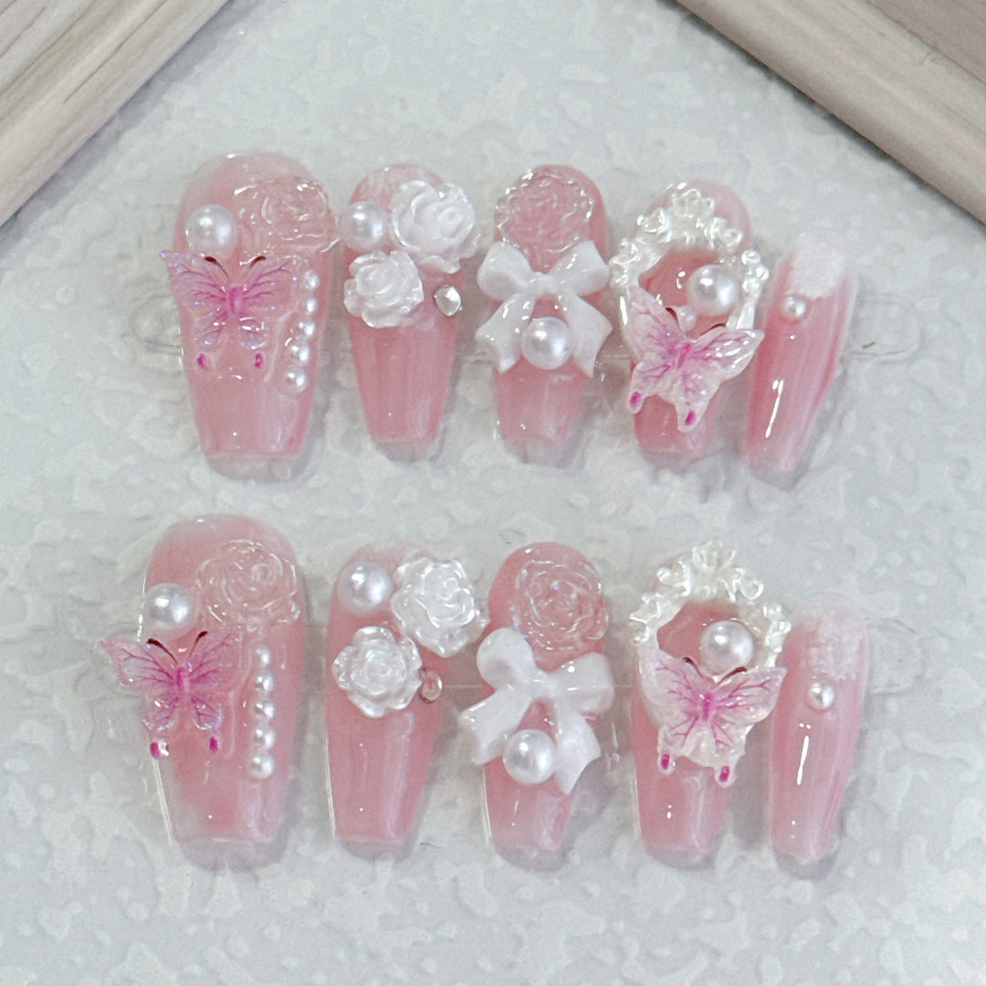 Elegant Decorative Press-On Nails