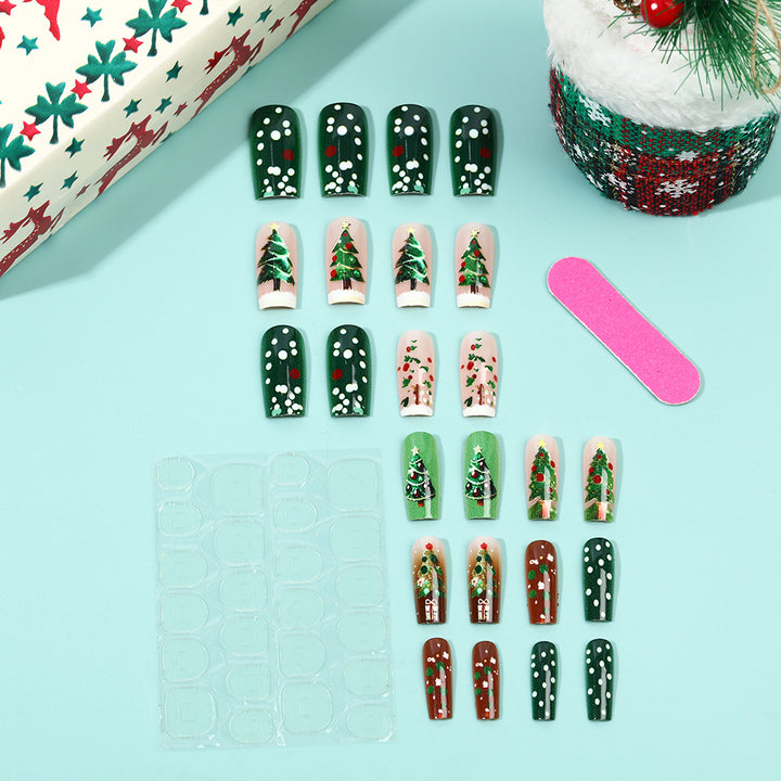 Artificial nails in festive Christmas design Kalsten