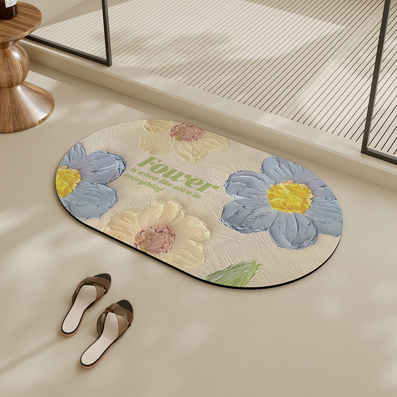Floral-Themed Bathroom Mat Kalsten