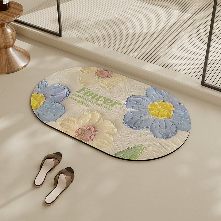 Floral-Themed Bathroom Mat Kalsten