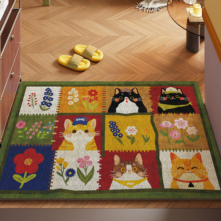 Artistic Cat-Themed Area Mat