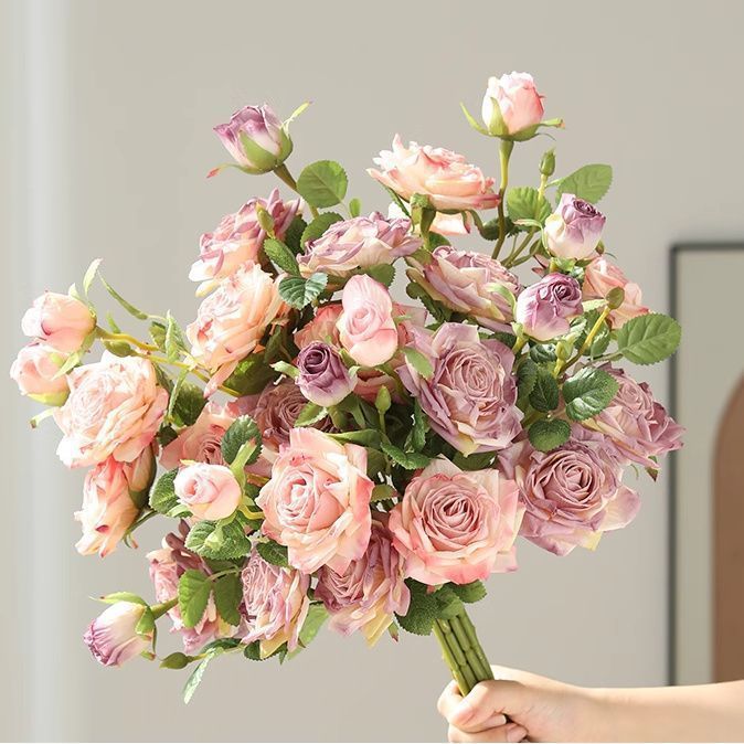 Realistic Multi-Rose Floral Bouquet