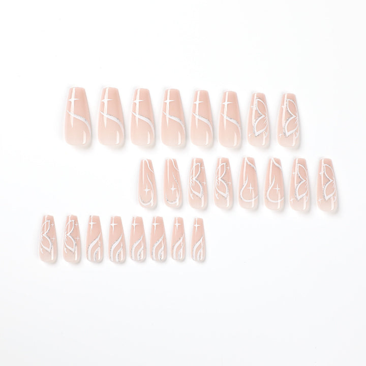 Elegant Nail Extensions with Floral Design Kalsten