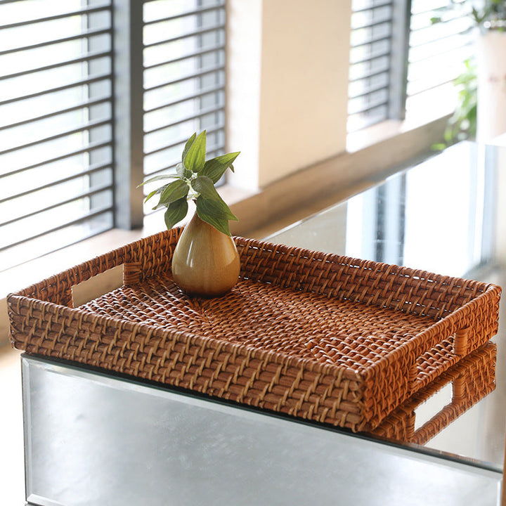 Handwoven Serving Tray with Ergonomic Handles Kalsten