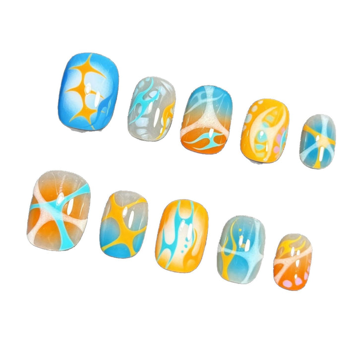 Artistic Coffee-Inspired Press-On Nail Art Set Kalsten