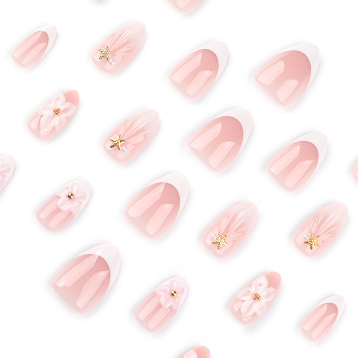Elegant artificial nails with floral design and glitter accents Kalsten