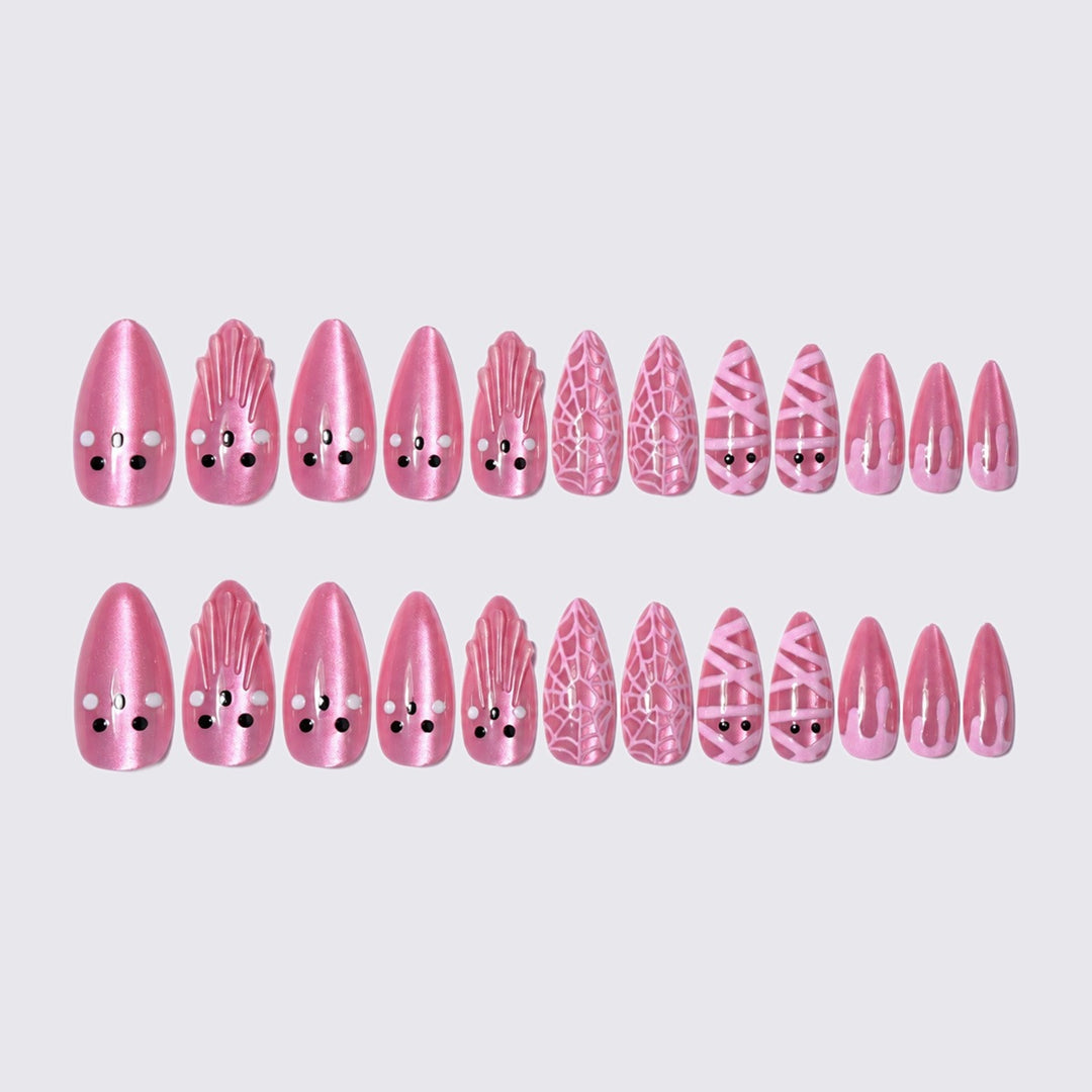 Artificial Nail Set with Halloween Motif and Glitter Accents Kalsten