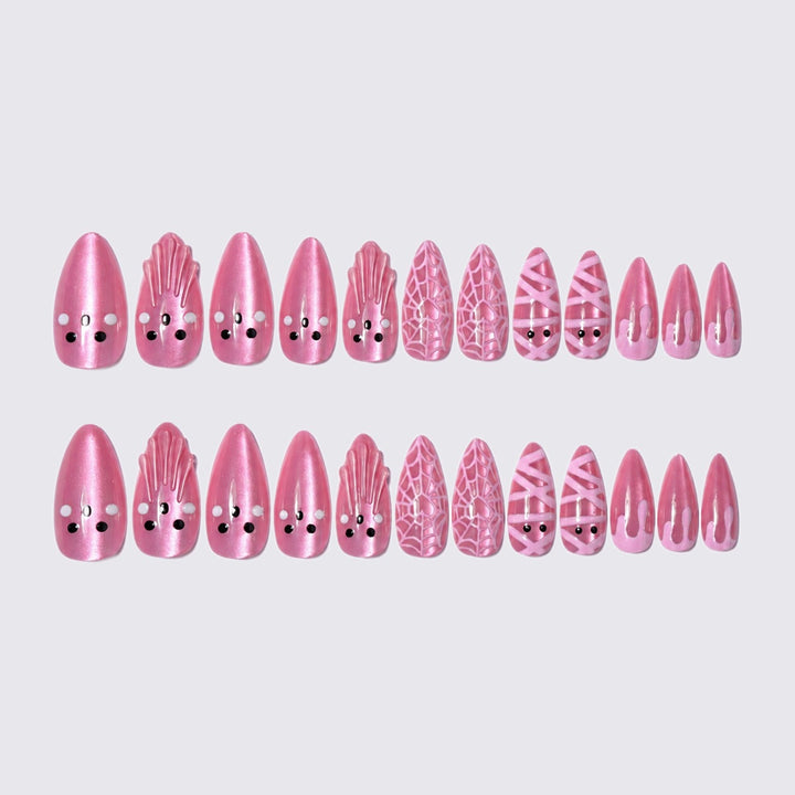 Artificial Nail Set with Halloween Motif and Glitter Accents Kalsten