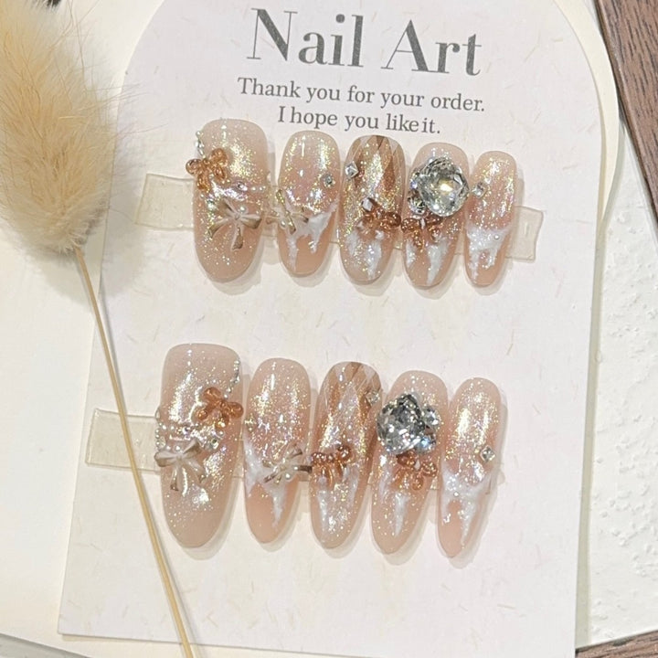 Artificial nail tips with elegant glitter details Kalsten
