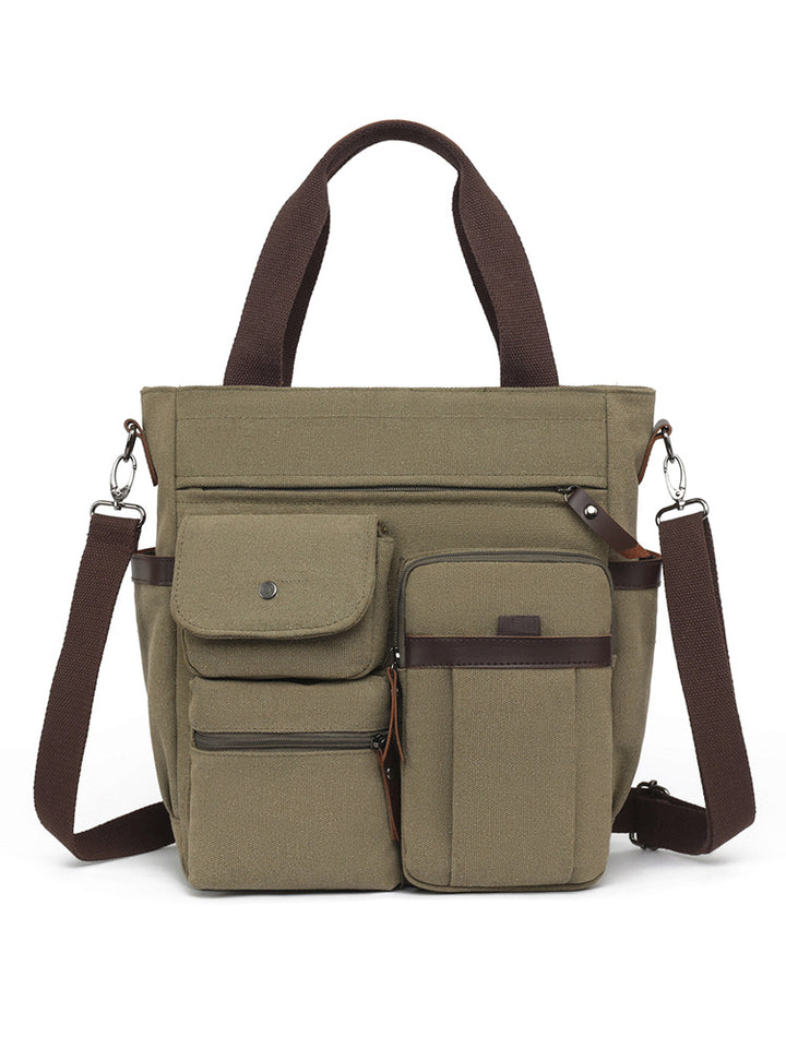 Multi-Pocket Canvas Tote Bag Kalsten