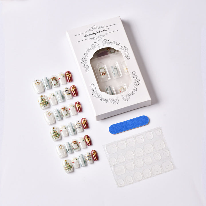 Festive Holiday-Themed Press-On Nail Set