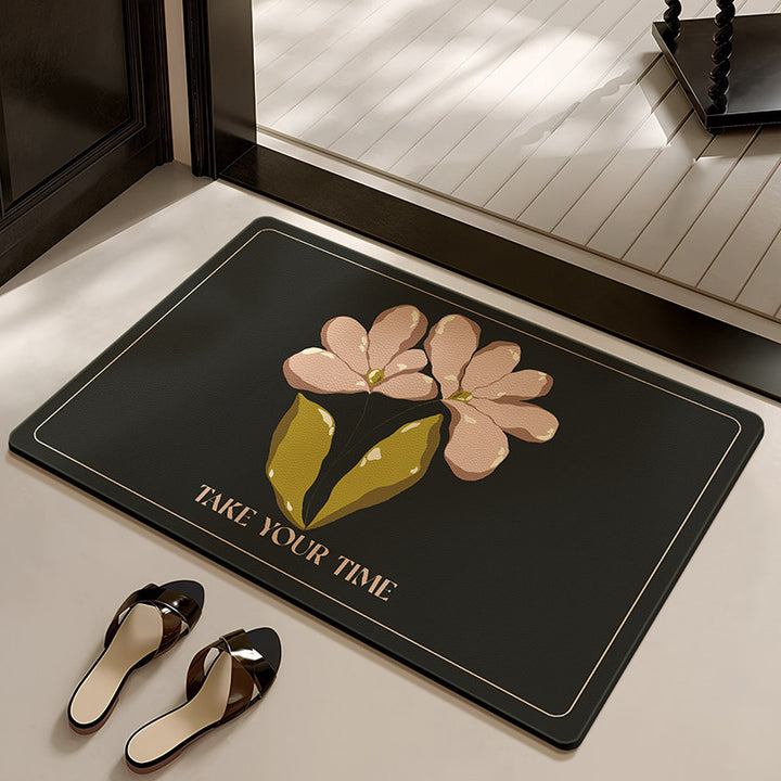 Stylish Floral-Themed Bathroom Mat