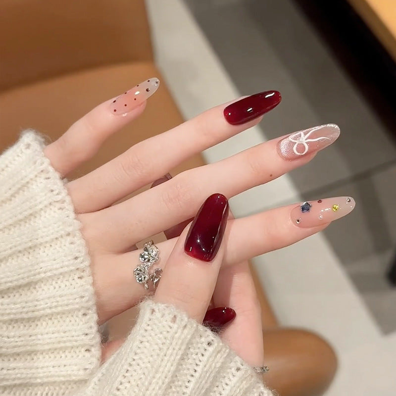 Artistic Press-On Nail Set with Decorative Floral Patterns Kalsten